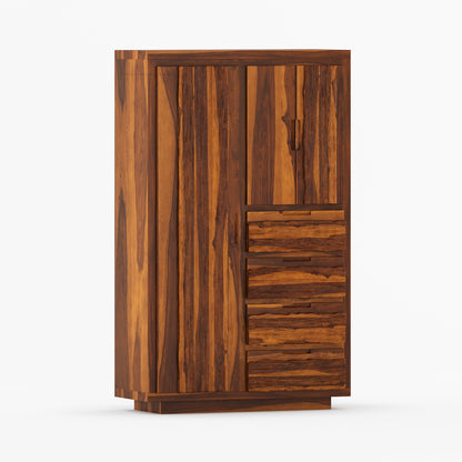 Nome Modern Solid Wood Armoire with Drawers and Hanging Storage