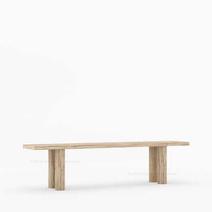 New York Modern Dining Bench | Solid Wood with Sculptural Legs &amp; Inlay Accents
