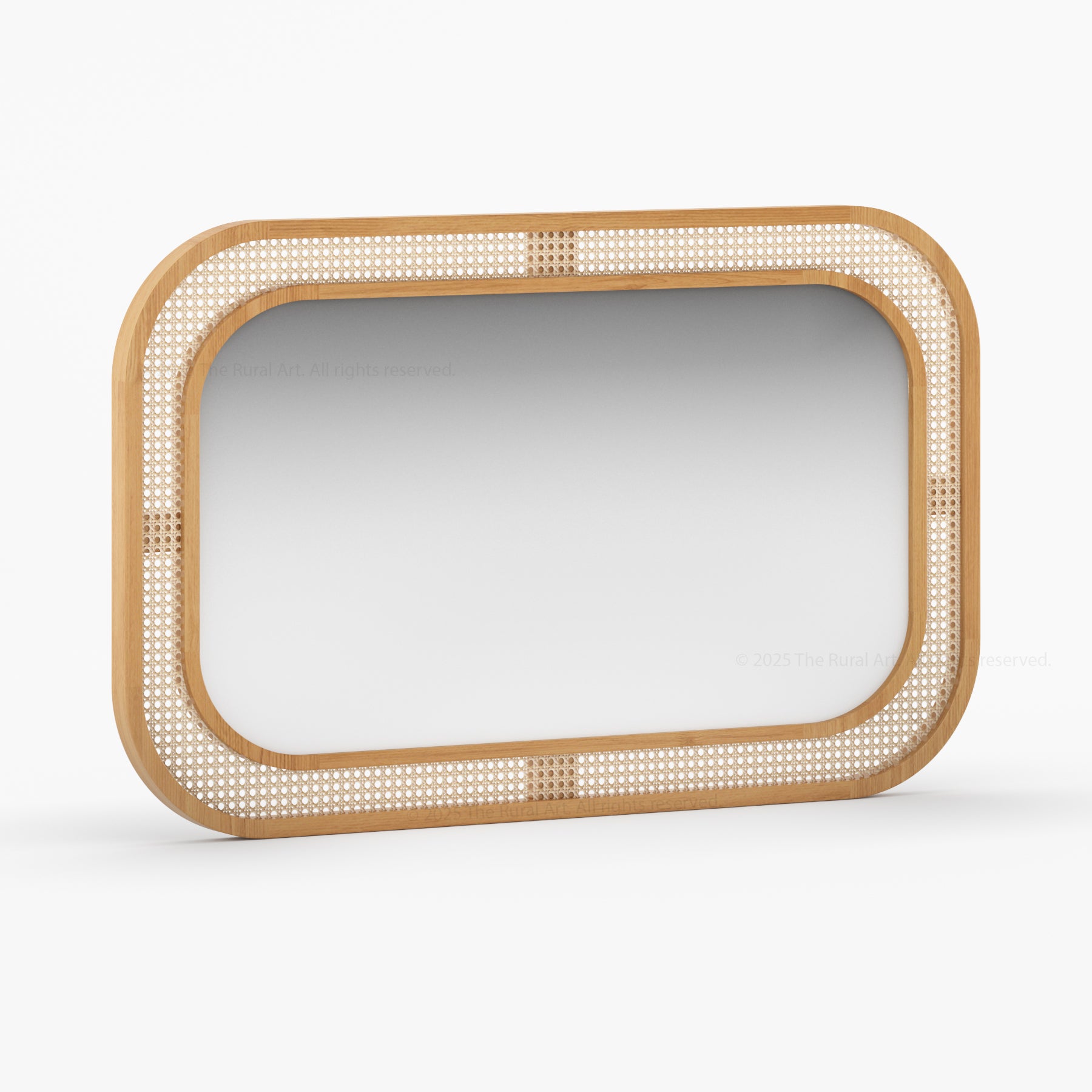 Davis Modern Organic Solid Wood &amp; Cane Mirror Frame
