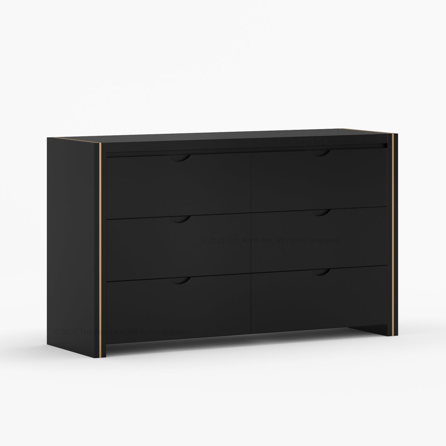 Branson Solid Wood Tall Dresser with Brass Inlay Accents