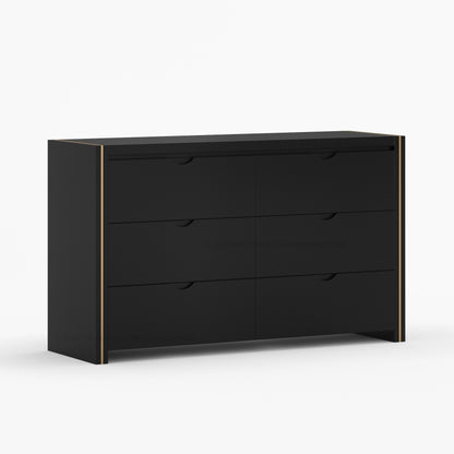 Branson Solid Wood Tall Dresser with Brass Inlay Accents