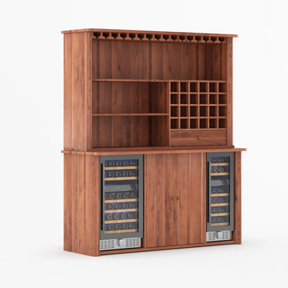 Blytheville Dual Tone Hutch Bar Cabinet Mini Fridge Space