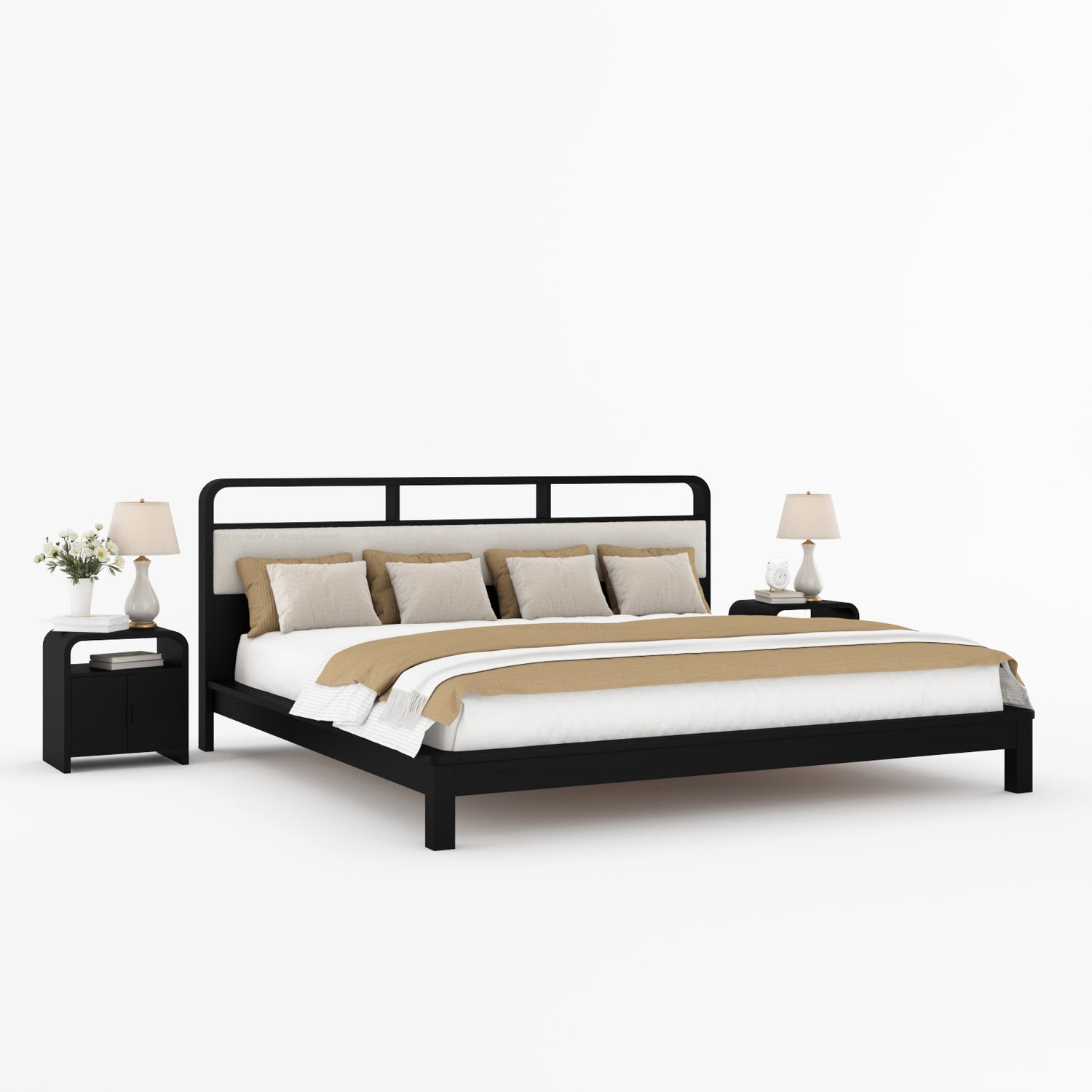 Chico Solid Wood Platform Bed with Upholstered Display Headboard
