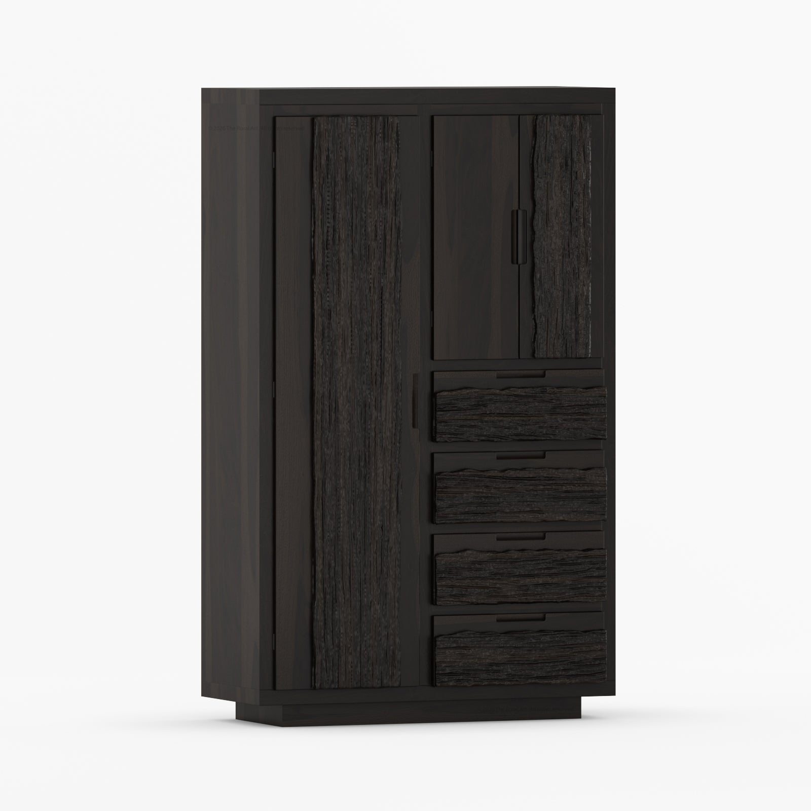 Nome Modern Solid Wood Armoire with Drawers and Hanging Storage