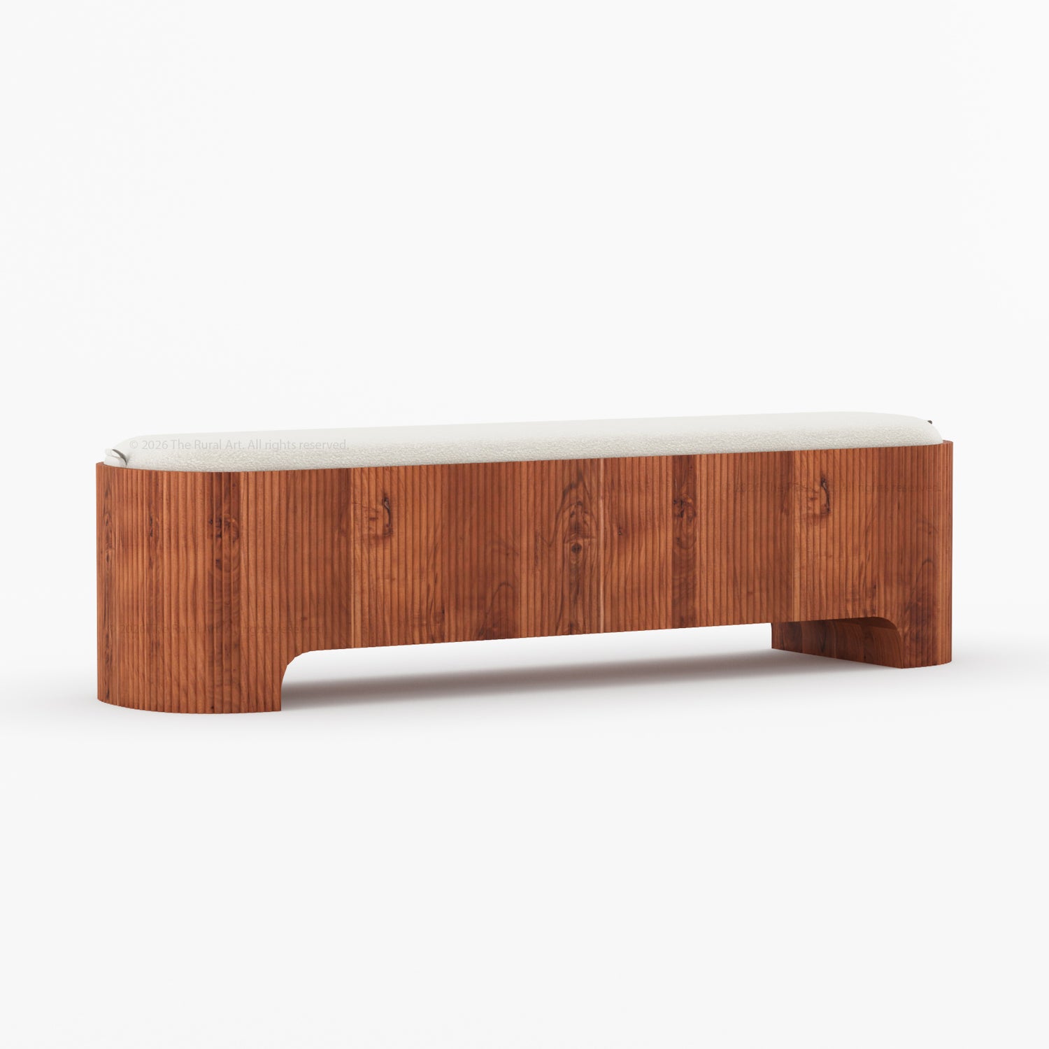 Bartow Fluted Solid Wood Bench with Upholstered Cushion