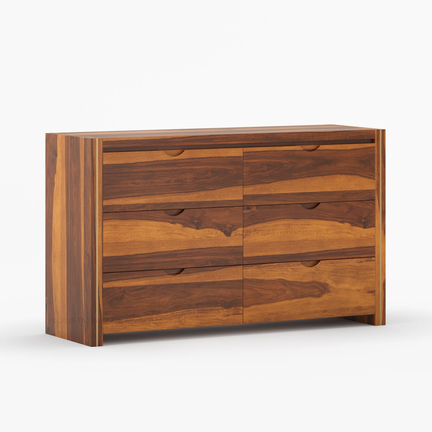 Branson Solid Wood Tall Dresser with Brass Inlay Accents