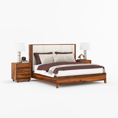 Livingston Luxe Solid Wood Shelter Bed with Bouclé Upholstered