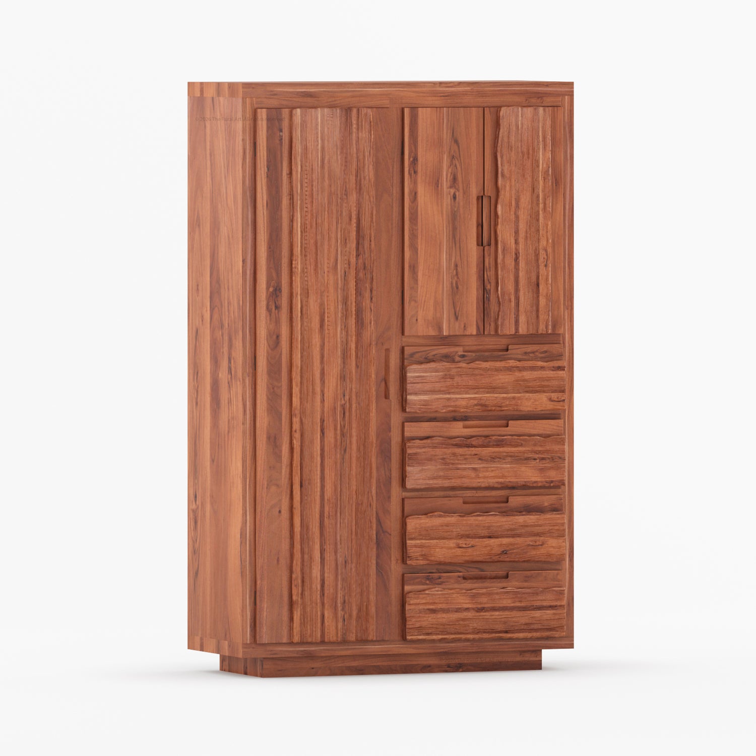Nome Modern Solid Wood Armoire with Drawers and Hanging Storage