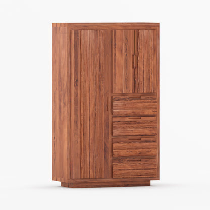 Nome Modern Solid Wood Armoire with Drawers and Hanging Storage