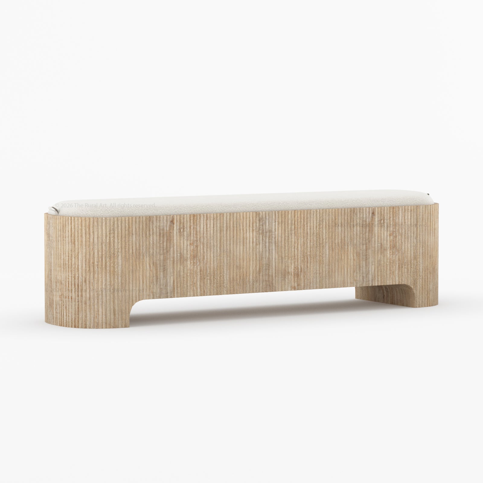 Bartow Fluted Solid Wood Bench with Upholstered Cushion