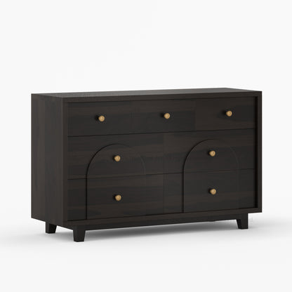 Livingston Solid Wood Dresser with Arched Front &amp; Brass Knobs