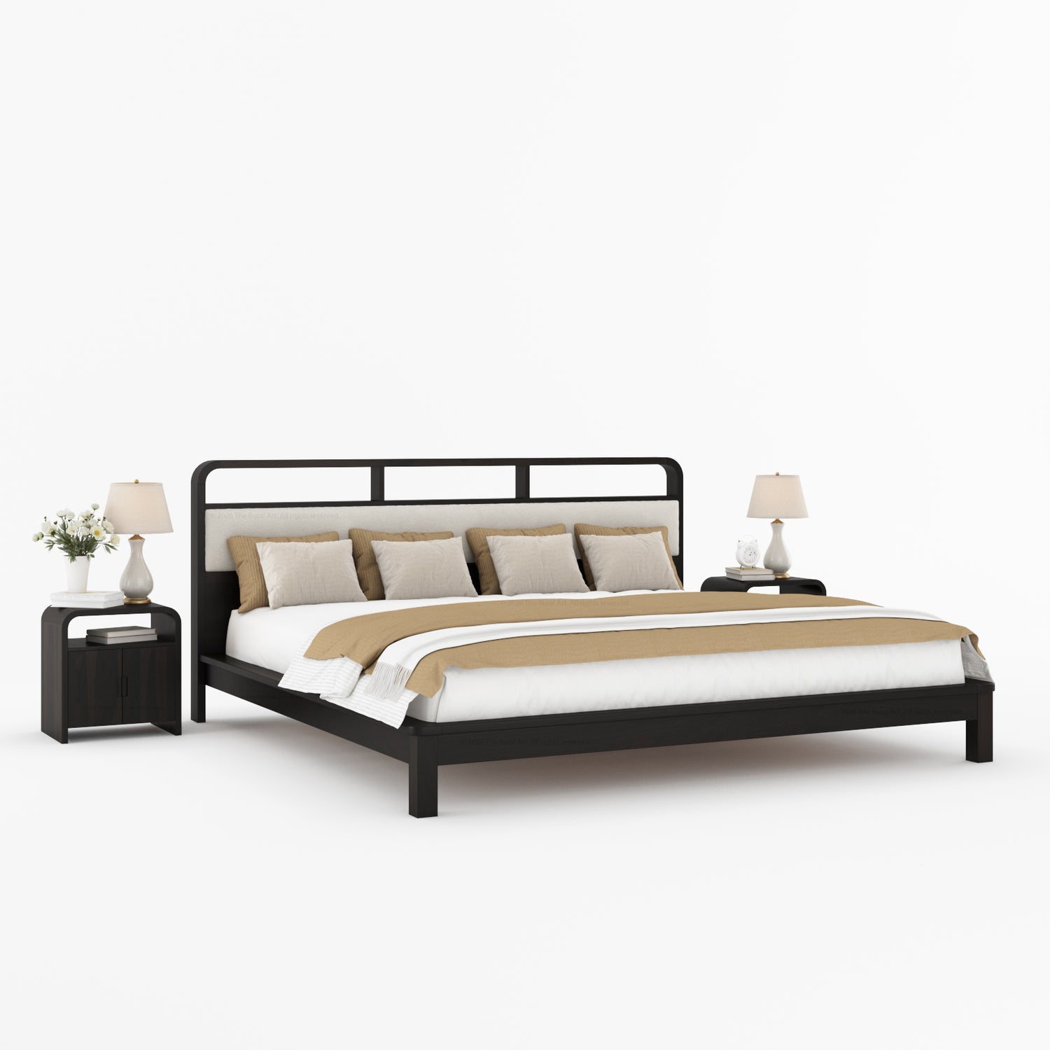 Chico Solid Wood Platform Bed with Upholstered Display Headboard