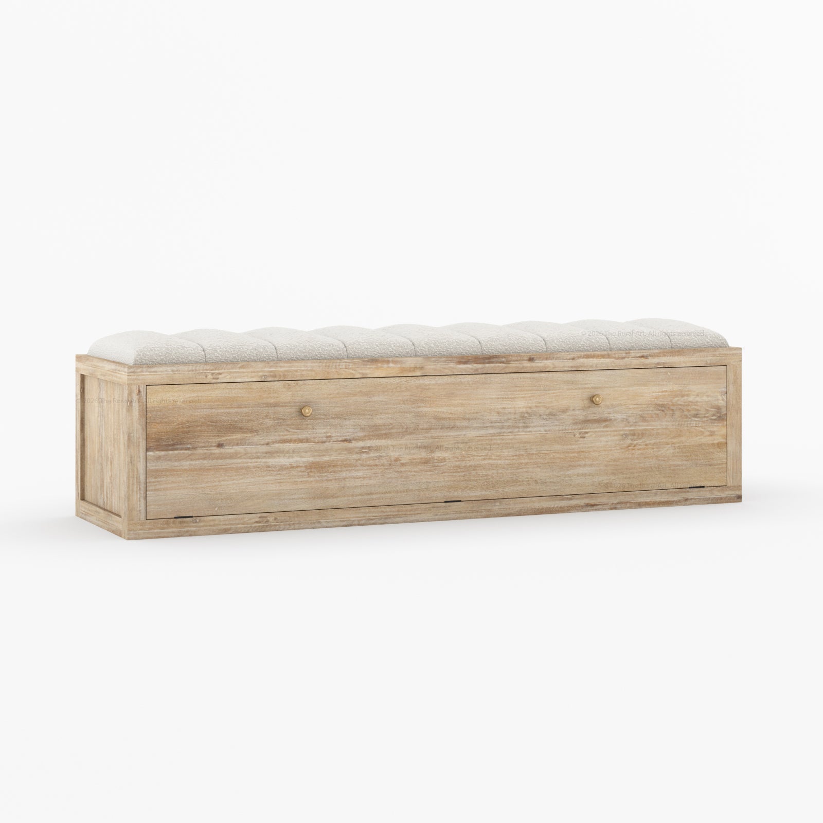 Seward Solid Wood Storage Bench with Boucle Upholstered Seat