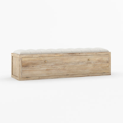 Seward Solid Wood Storage Bench with Boucle Upholstered Seat