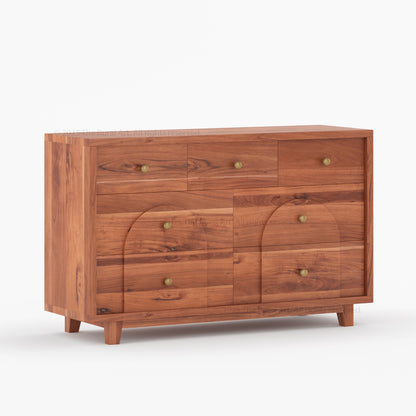 Livingston Solid Wood Dresser with Arched Front &amp; Brass Knobs