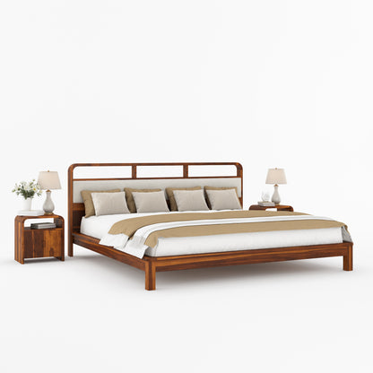 Chico Solid Wood Platform Bed with Upholstered Display Headboard