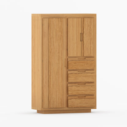 Nome Modern Solid Wood Armoire with Drawers and Hanging Storage