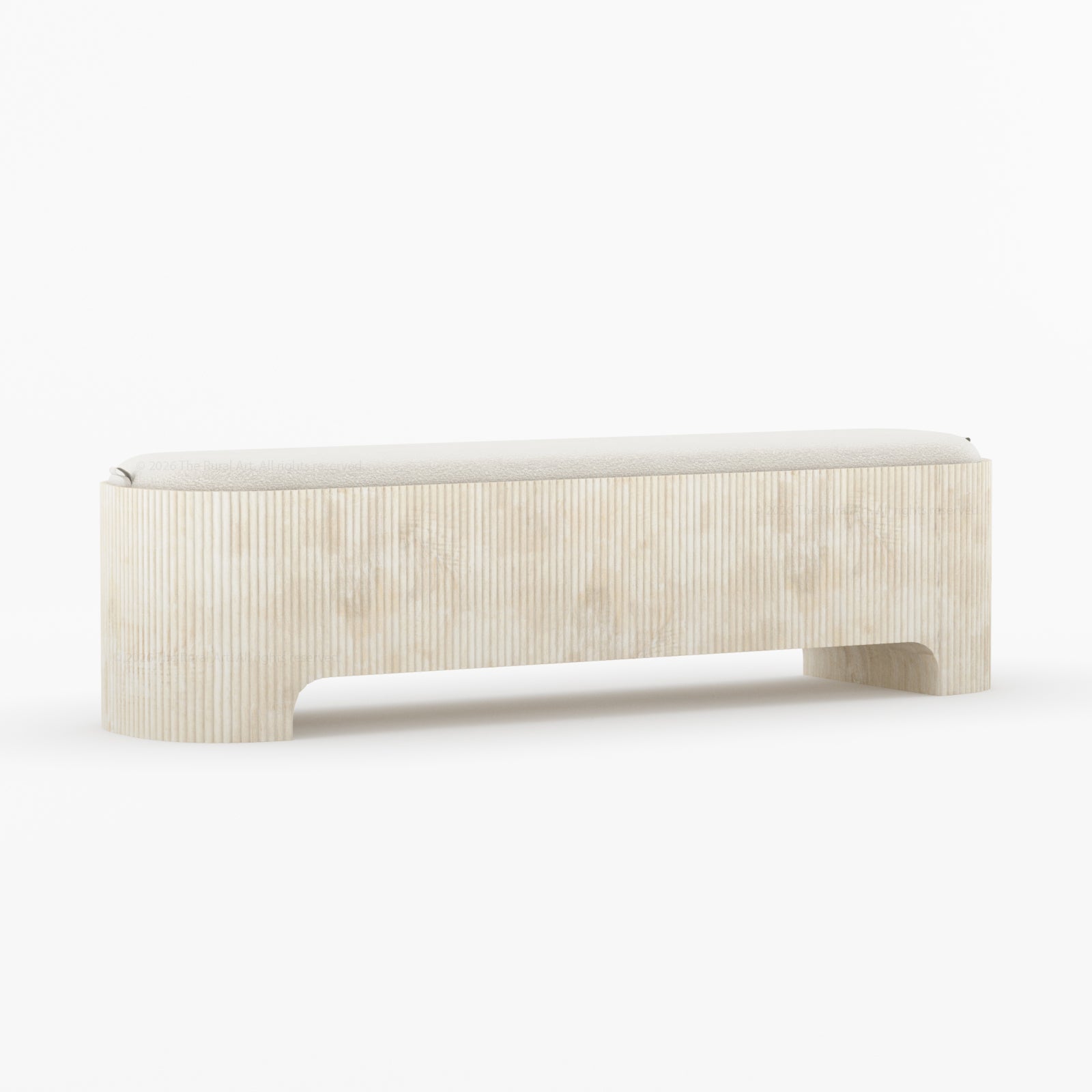 Bartow Fluted Solid Wood Bench with Upholstered Cushion