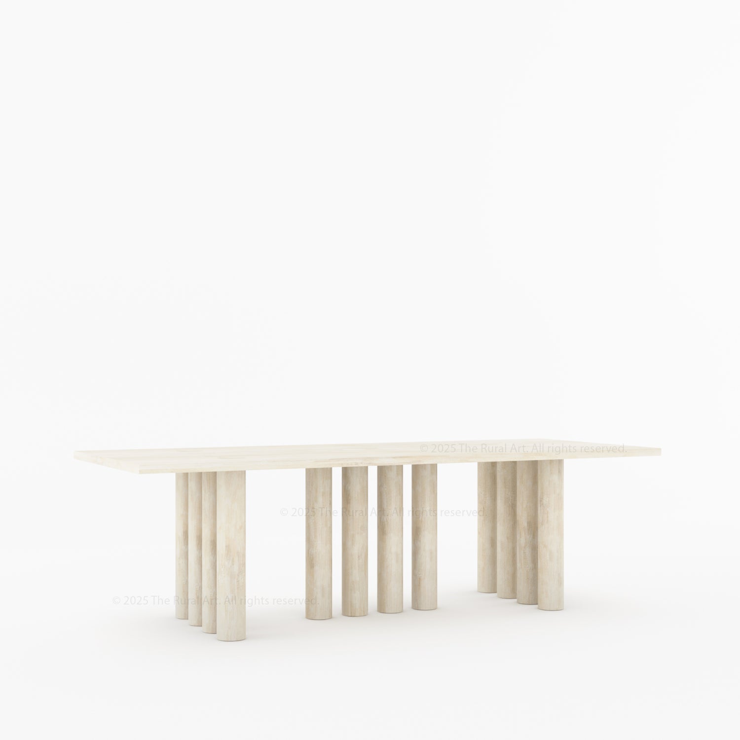 New York Modern Solid Wood Dining Table With Pillar Legs &amp; Inlay Accents