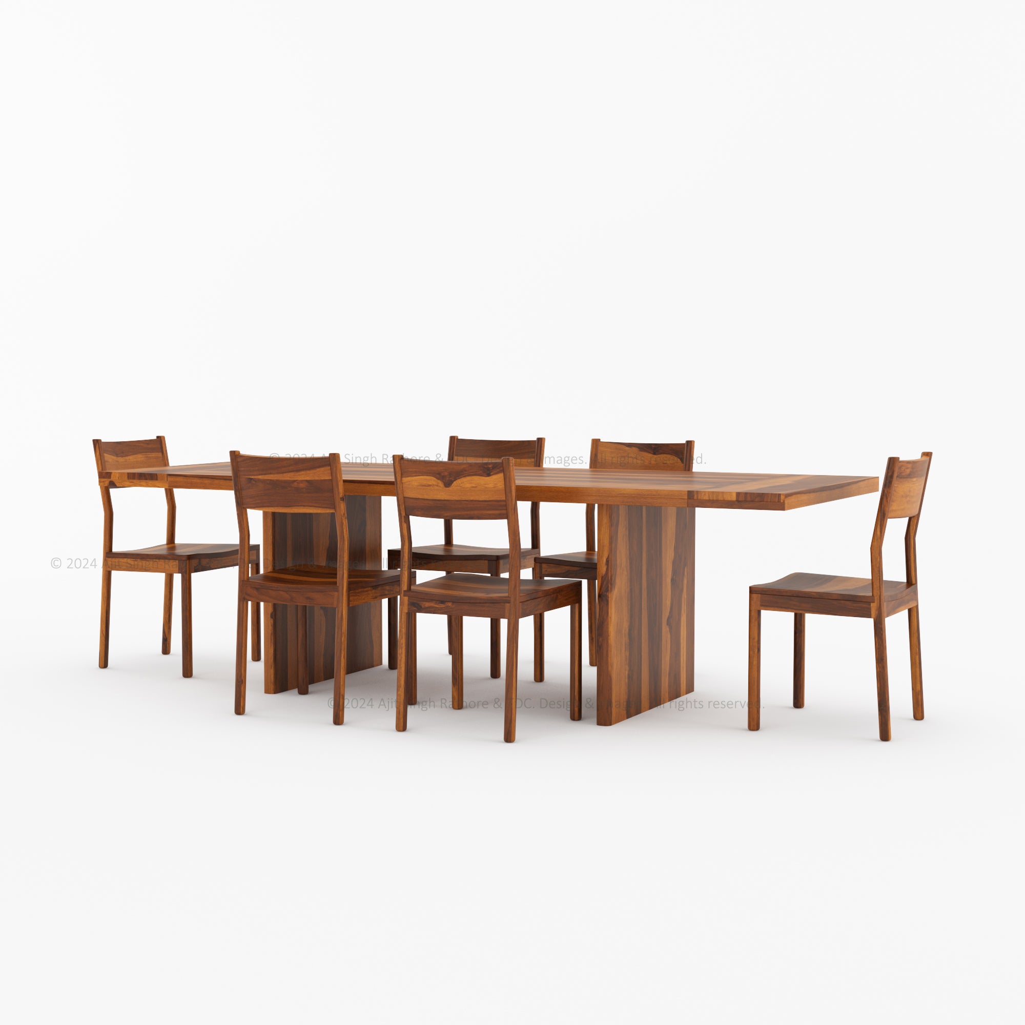 Charlotte Rustic Solid Wood Dining Table and Chair Set