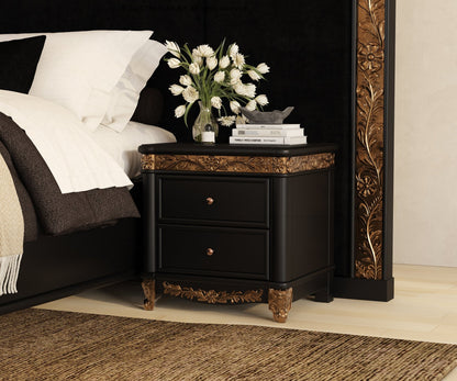 Versailles Grandeur Solid Wood Nightstand with Gold Leaf Carved Details