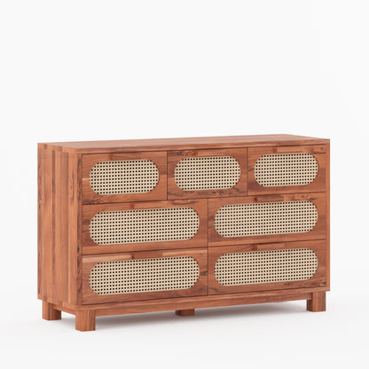 Davis Solid Wood Dresser with Woven Cane Details