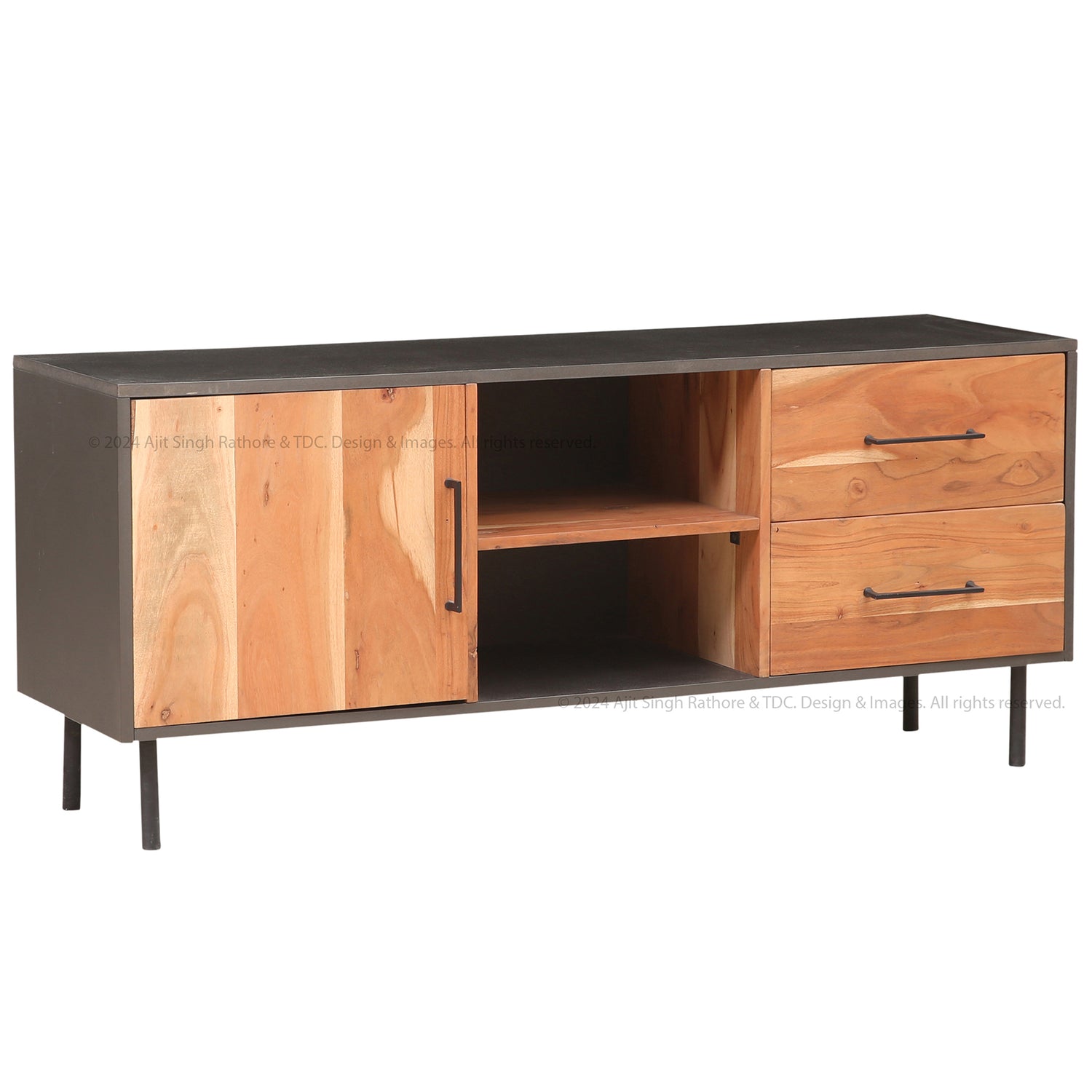 Industrial Charm Solid Wood TV Stand &amp; Media Console