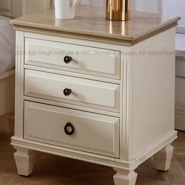 Nome Solid Wood 3 Drawer Nightstand