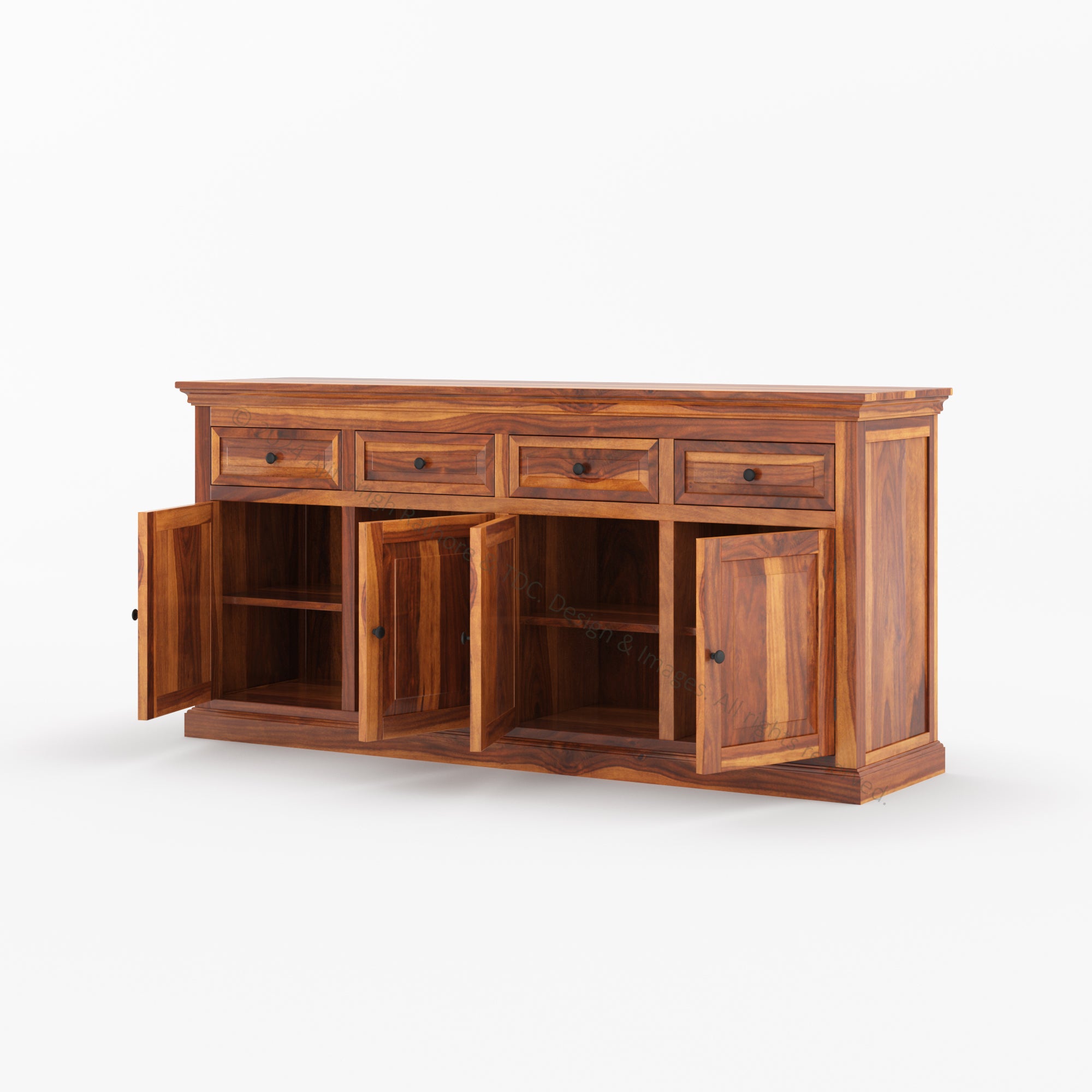 Sanford Solid Wood Buffet Sideboard with Drawers and Cabinets