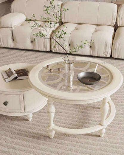 Sheffield Solid Wood Dual Round Nesting Coffee Table Set