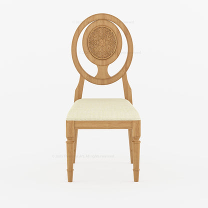 Jackson Solid Wood Dining Chair Hand-Carved Medallion Back &amp; Upholstered Seat