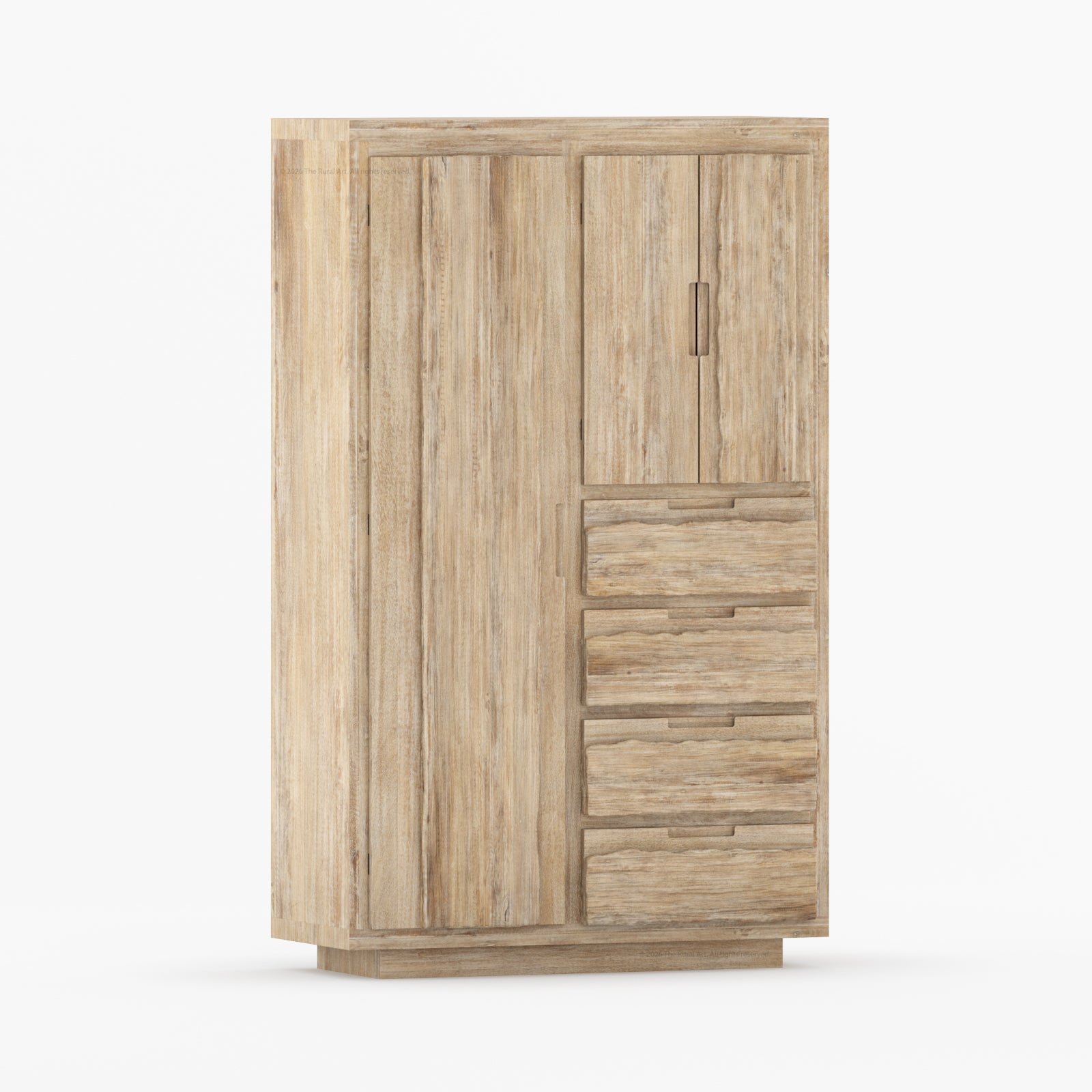 Nome Modern Solid Wood Armoire with Drawers and Hanging Storage
