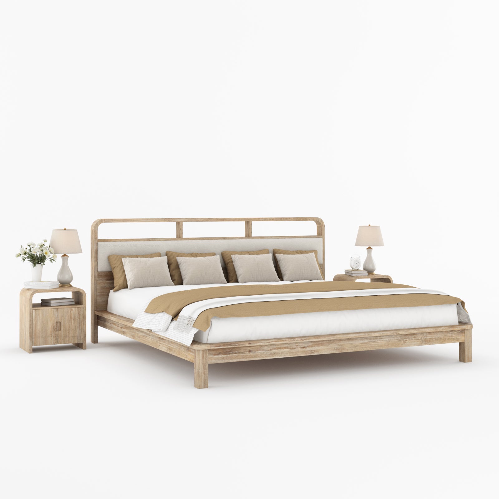 Chico Solid Wood Platform Bed with Upholstered Display Headboard