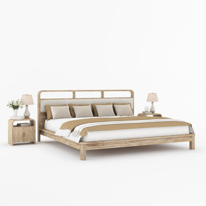 Chico Solid Wood Platform Bed with Upholstered Display Headboard