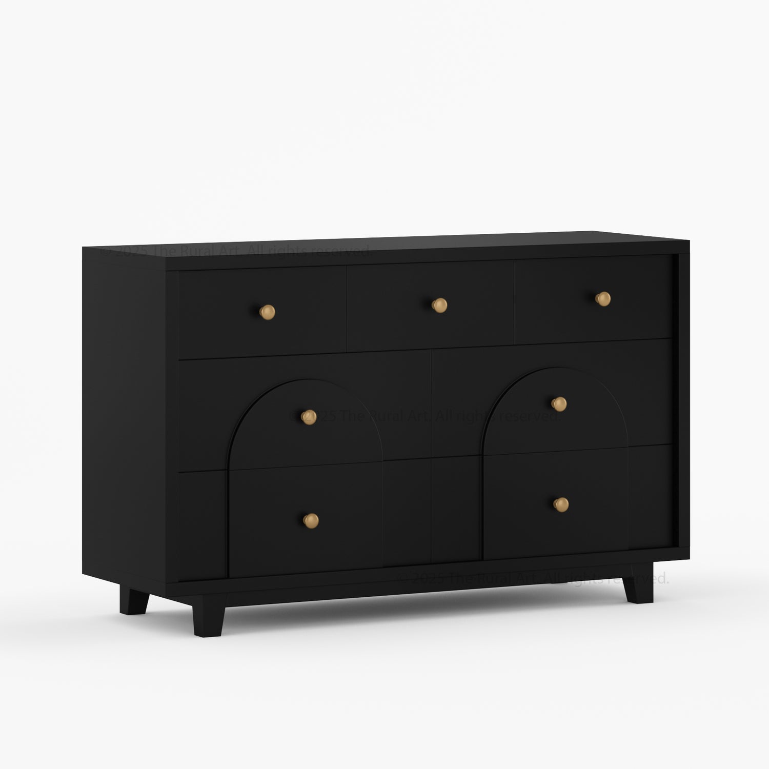 Livingston Solid Wood Dresser with Arched Front &amp; Brass Knobs
