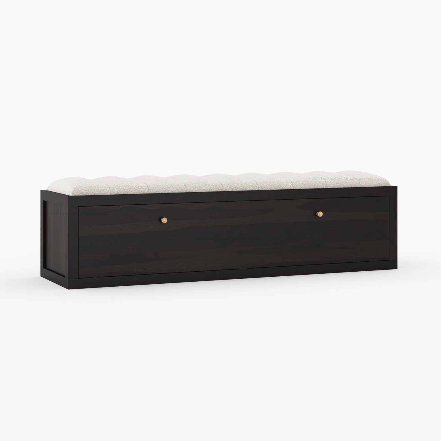 Seward Solid Wood Storage Bench with Boucle Upholstered Seat