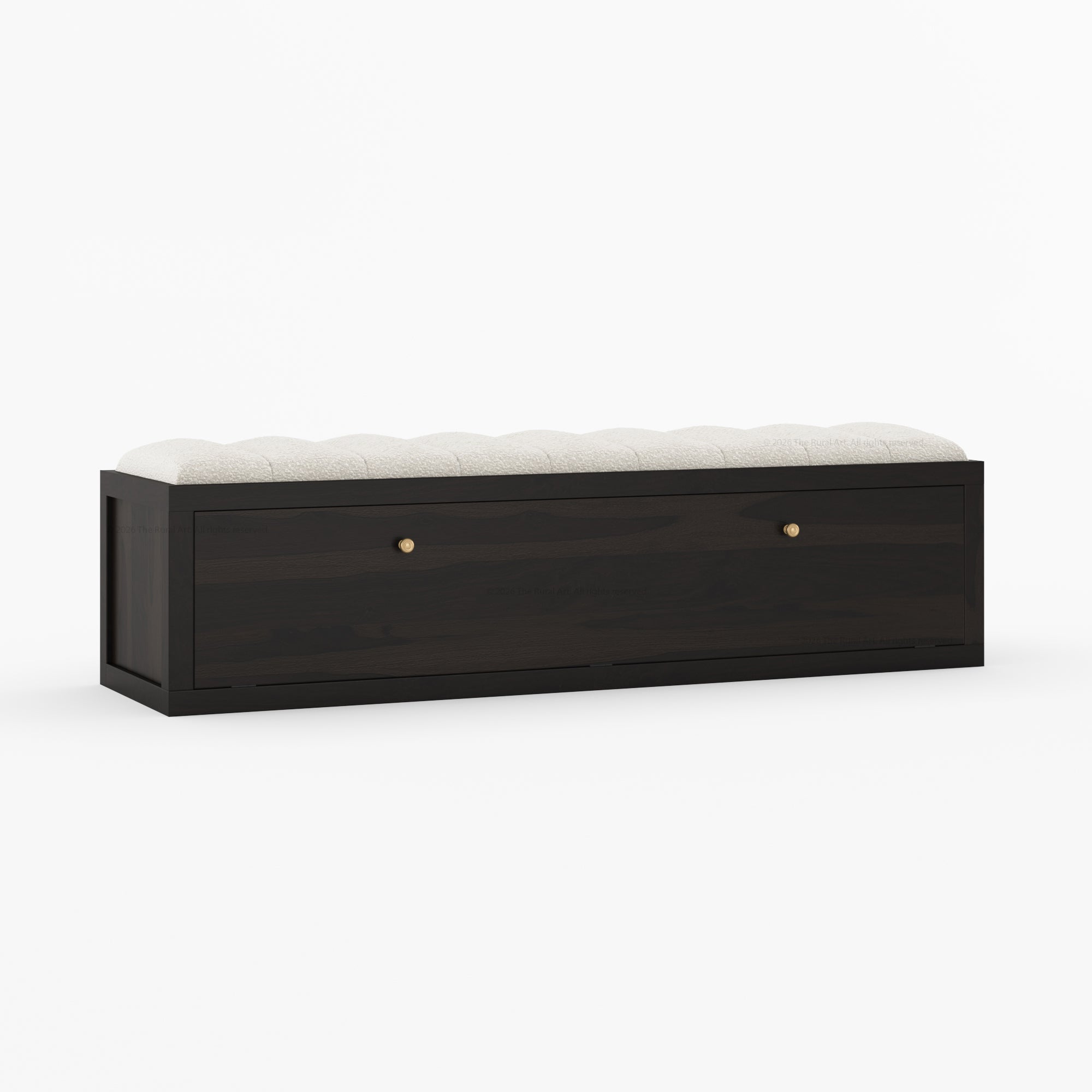 Seward Solid Wood Storage Bench with Boucle Upholstered Seat