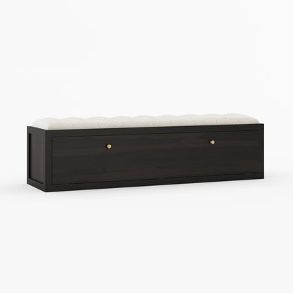 Seward Solid Wood Storage Bench with Boucle Upholstered Seat