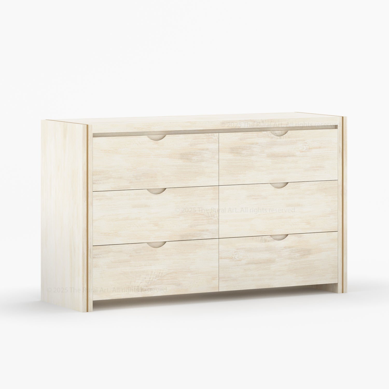 Branson Solid Wood Tall Dresser with Brass Inlay Accents