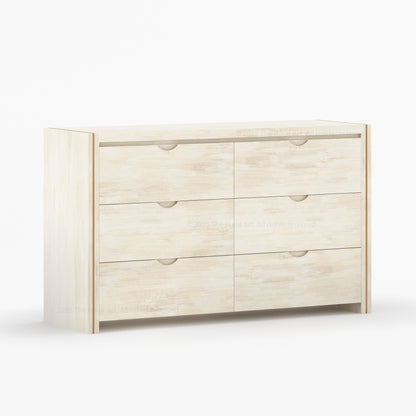 Branson Solid Wood Tall Dresser with Brass Inlay Accents