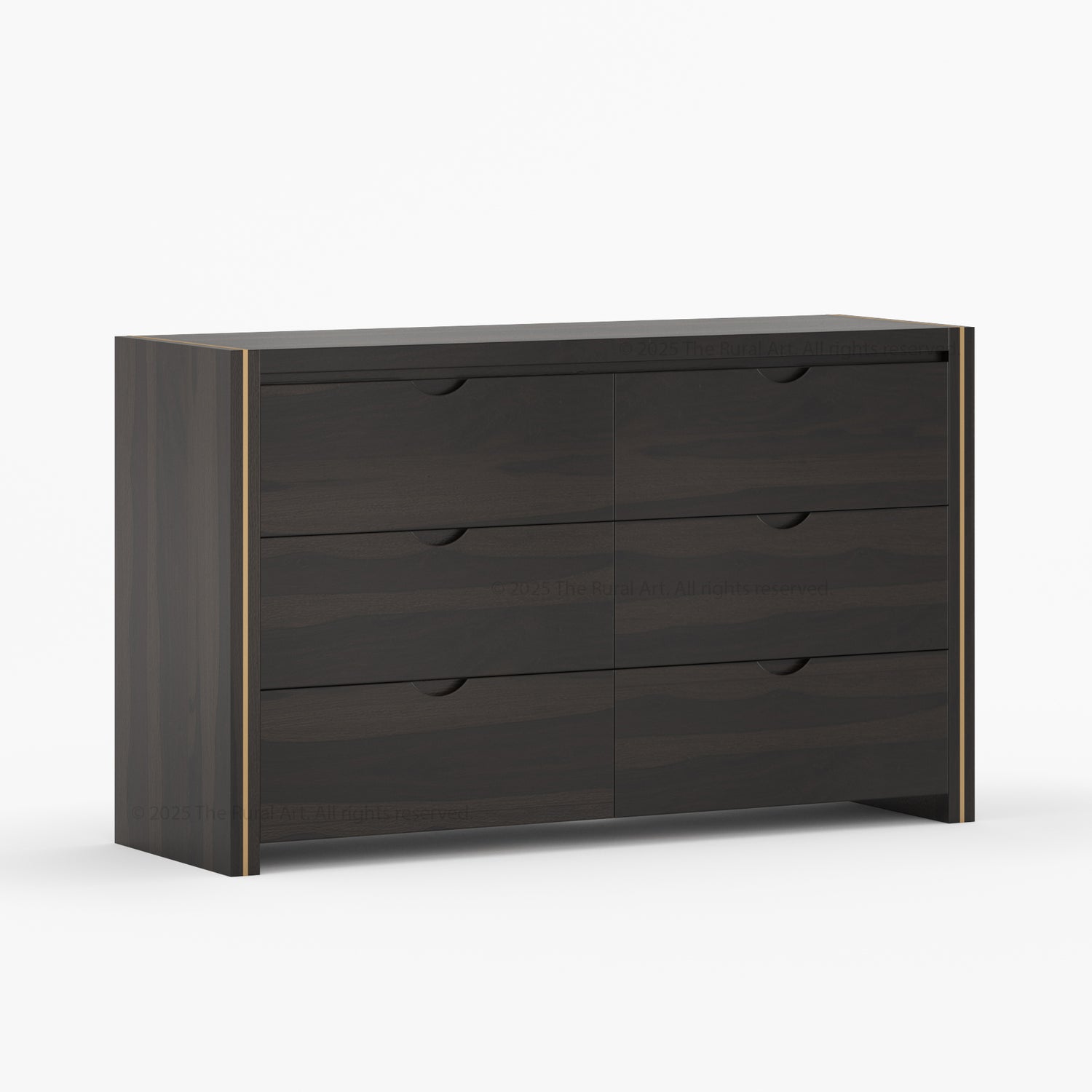 Branson Solid Wood Tall Dresser with Brass Inlay Accents