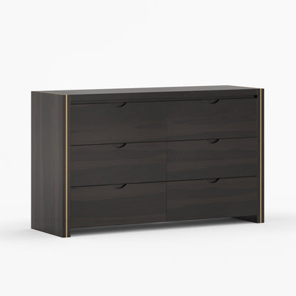 Branson Solid Wood Tall Dresser with Brass Inlay Accents