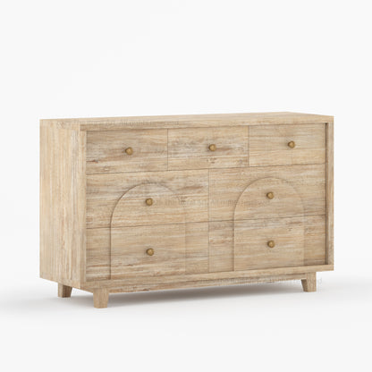 Livingston Solid Wood Dresser with Arched Front &amp; Brass Knobs