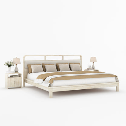 Chico Solid Wood Platform Bed with Upholstered Display Headboard