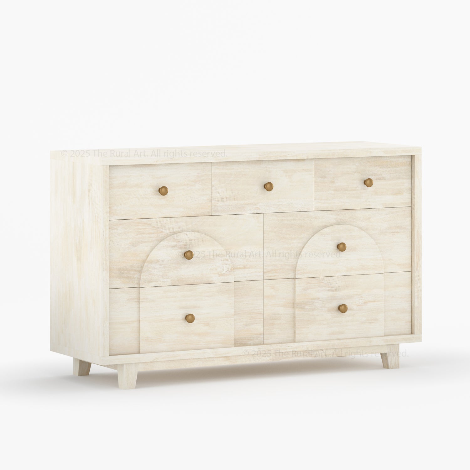 Livingston Solid Wood Dresser with Arched Front &amp; Brass Knobs