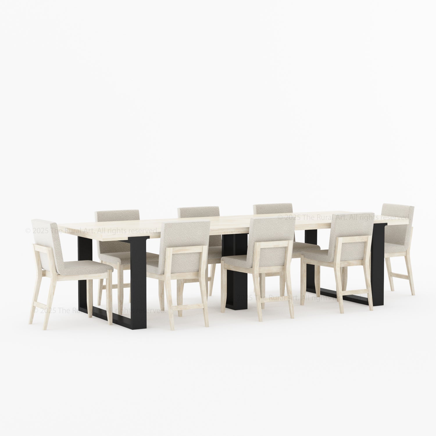 Ashland Modern Solid Wood Dining Table Upholstered Chairs Set with Dual-Tone Legs