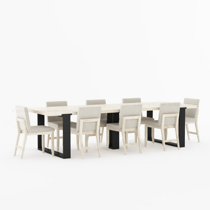 Ashland Modern Solid Wood Dining Table Upholstered Chairs Set with Dual-Tone Legs