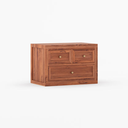 Seward Modern Heritage Solid Wood Nightstand with 3 Drawers &amp; Panel Detailing