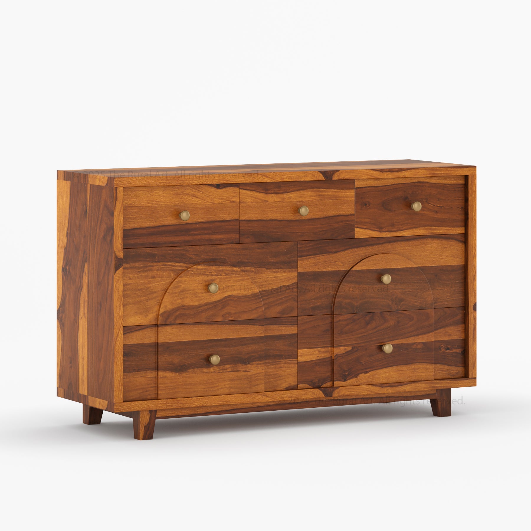 Livingston Solid Wood Dresser with Arched Front &amp; Brass Knobs