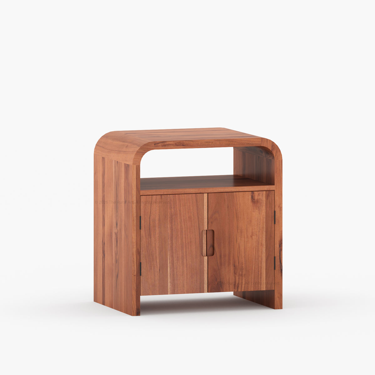 Chico Modern Solid Wood Two-Door Nightstand with Open Shelf